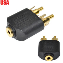 Gold 3.5mm 1/8&quot; Stereo female jack to dual RCA male Y Splitter Audio ada... - $14.24