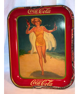 Original 1937 Coca Cola Tray Girl On Beach Swim Suit - $74.99