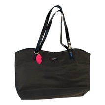 Lancôme Paris Black Nylon Tote Bag – Patent Handles – Eiffel Tower &amp; Lip... - $17.00