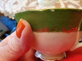 VINTAGE OCCUPIED JAPAN MERIT CHINA FOOTED TEACUP AND SAUCER image 6