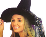 Magic Master Black Women’s Witch Hat for Halloween Bow Skull &amp; Feathers NEW - £10.21 GBP