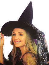Magic Master Black Women’s Witch Hat for Halloween Bow Skull &amp; Feathers NEW - £10.08 GBP
