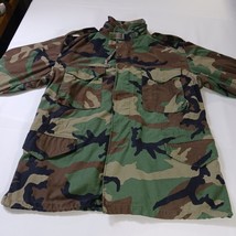 Military Field Jacket Woodland Camo Cold Weather Coat Men’s Medium With Liner image 14