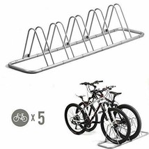 NEW 5 Bike Rack Stand Bicycle Outdoor Storage Family Floor Parking Steel... - $136.99