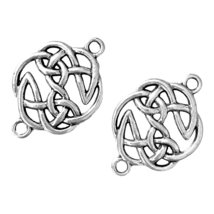 5 Celtic Connector Links Antiqued Silver 28mm Endless Knot Bead Drop Findings - £3.20 GBP