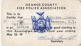 1973 Vintage Orange County Fire pOlice Association Card - £15.56 GBP