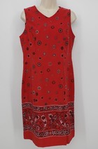 Sag Harbor Petite Sleeveless Shift Dress Women Size 8P Red Paisley Knee ... - $8.91