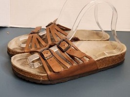 Birkenstock Granada Tan Leather Womens Sz 38 L 7 Comfort Casual Slide Sandals - £55.91 GBP