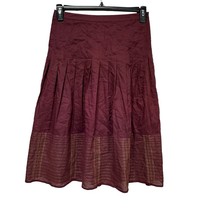 ann taylor loft petites burgundy gold pleated a-line skirt Size 2P - £10.08 GBP