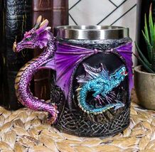 Ebros Conception Blue Fire Purple Dragon Beer Stein Tankard Coffee Cup M... - €21,60 EUR