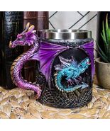 Ebros Conception Blue Fire Purple Dragon Beer Stein Tankard Coffee Cup M... - $34.82 CAD