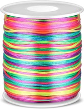 Rainbow Color Cord Craft String Silky Satin Rattail Cord Beading String for Brai - $16.56