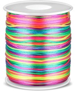 Rainbow Color Cord Craft String Silky Satin Rattail Cord Beading String ... - £13.23 GBP