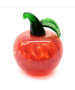 Vintage Art Glass Hand Blown Paperweight Vegetable Red Tomato With Leaf ... - £19.76 GBP