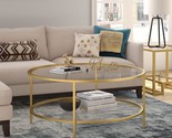 Sivil Brass And Glass Top Round Coffee Table, 36&quot; Wide. - $159.93