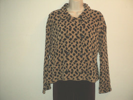 Mary Jane Marcasiano Blazer Sz. L Chenille Leopard Double Breasted Brown USA - £15.64 GBP