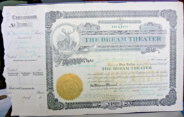 1921 Stock Certificate Of Coeur D&#39;alene The Dream Theater President N.E. Huff - £23.06 GBP