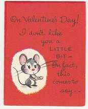 Vintage Valentine Card Tiny Mouse Like You in a Great Big Way Gibson 1960&#39;s - $7.91