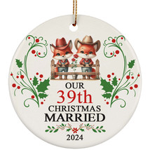 Our 39th Years Christmas Married Ornament Gift 39 Anniversary &amp; Red Fox Couple - £11.70 GBP