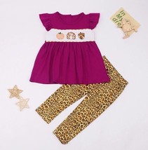 NEW Boutique Thanksgiving Turkey Tunic &amp; Leopard Leggings Girls Outfit Set - £10.86 GBP