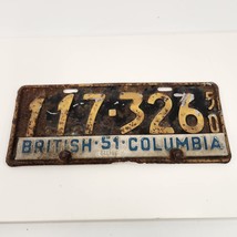 British Columbia License Plate BC 1950 51 Expired 117 326 Tag Long - $106.42