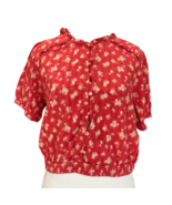American Eagle Outfitters Womens Crop Top Red Pink Floral Short Sleeve R... - $244.43 MXN