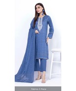 Pakistani Blue Printed  3PCS Lawn Suit light Thread work,unstitched - $67.84 CAD