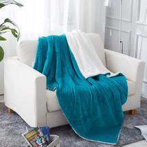 Teal Twin Fleece Blanket Lightweight Soft Cozy Luxury Microfiber - £31.95 GBP