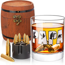 Papa Gifts,Papa Whiskey Glass with Stones in Barrel Gift Box,Gifts for Dad,Dad B - £12.81 GBP