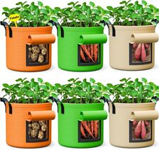 Weather Resistant 10 Gallon Garden Grow Bags - 6 Pack for Vegetables - $37.57