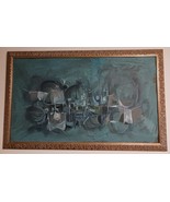 MID CENTURY ABSTRACT  EXPRESSIONIST CITYSCAPE PAINTING ON BOARD SIGNED A... - $56,219.18 MXN
