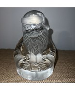 Vintage Viking Glass Clear Santa 6.5” Paperweight Bookend w/ Sticker - $16.83