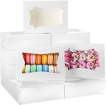 50pcs 8x6x2.5 Inches White Bakery Boxes with Window Cookie Boxes for Strawberrie - £31.23 GBP