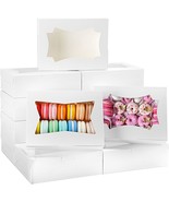 50pcs 8x6x2.5 Inches White Bakery Boxes with Window Cookie Boxes for Str... - £30.52 GBP