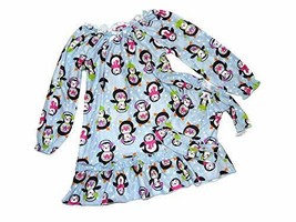 Girl&#39;s Penguin and Snowflakes Blue Flannel Nightgown with Doll Gown, Siz... - $11.13