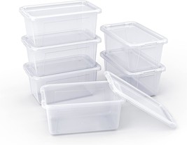 Gamenote Clear Stackable Plastic Storage Bins With Lids,Stackable, 12×7.2×5.1 In - £32.47 GBP