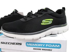 Skechers  Flex-Lite Men&#39;s Athletic Sneaker,  Black Casual Gym Shoe w Memory Foam - £33.73 GBP