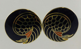 Laurel Burch Black Mynah Bird Vintage Clip-on Earrings - Free Shipping - £23.98 GBP