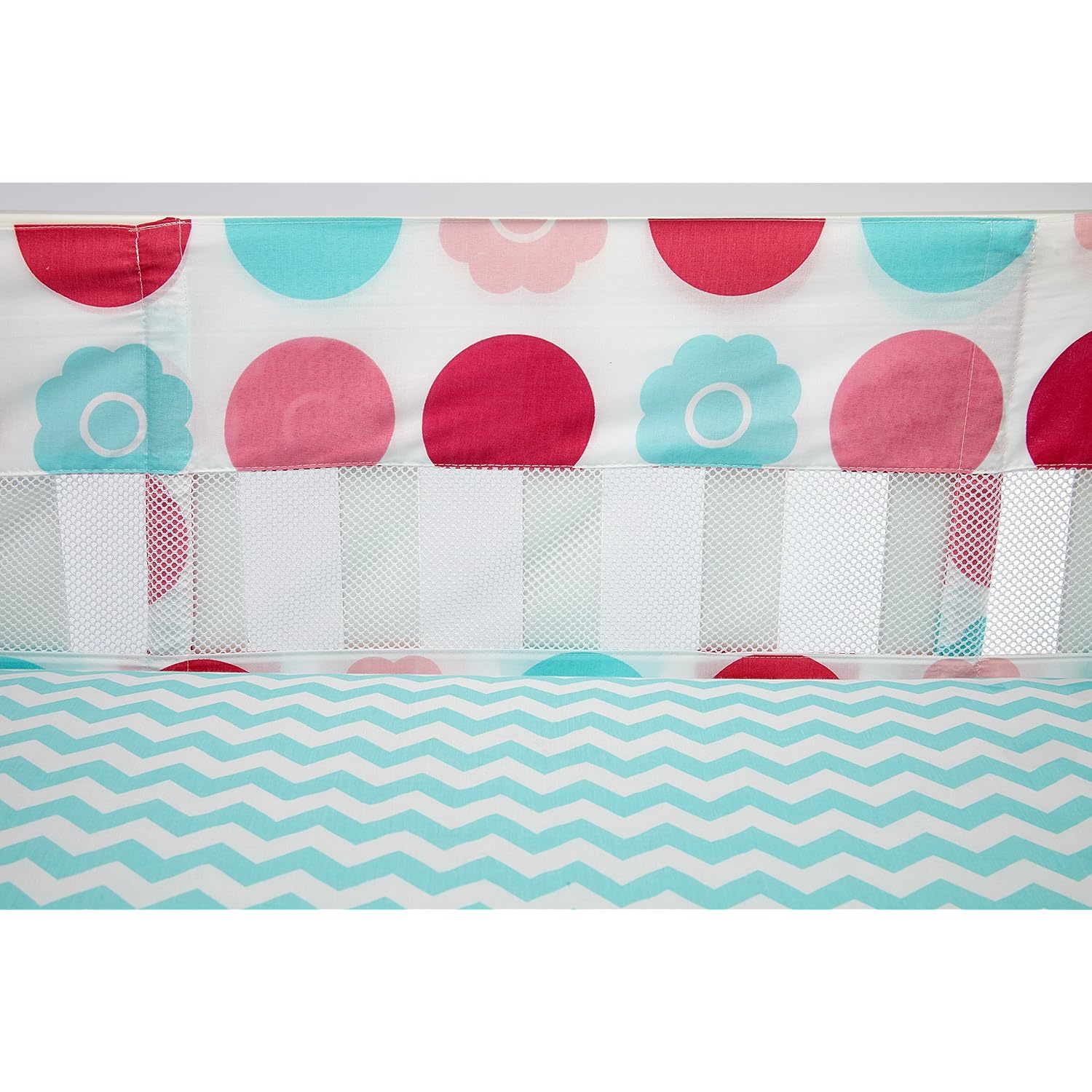 Little Bedding by NoJo Tickled Secure Me Crib Liner, Aqua/Pink - $84.99