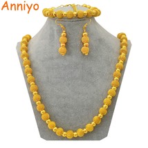 82cm Beads Necklace &amp; 24cm Bracelets and Ball Earring for Women Fashion Gold Col - £12.35 GBP
