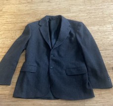 Bill Robinson Gray Black Plaid Wool Blazer Jacket 44 Made In Macedonia Vintage - £49.45 GBP