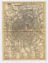 1890 Original Antique City Map Of Braunschweig Hildesheim Germany - £15.13 GBP