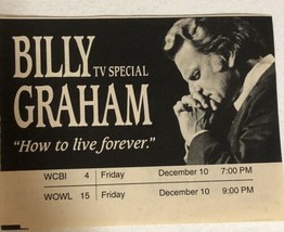 Billy Graham Special How To Live Forever Tv Guide Vintage Print Ad  Tpa8 - $5.93