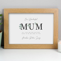Personalised Botanical Mum A4 Oak Framed Print, Special Mum , Gift For Mum, Mums - £14.45 GBP