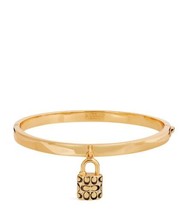 NWT Coach Goldtone Quilted Bangle Bracelet With Padlock Charm - £71.64 GBP