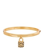 NWT Coach Goldtone Quilted Bangle Bracelet With Padlock Charm - £70.66 GBP