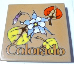 Vintage 1988 Masterworks Art Tile Colorado Columbine Flower Handmade 6&quot; - £17.01 GBP