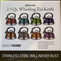 Kitchenworks  2.5 QUART High Quality Stainless Steel Tea Kettle Silver/Black - £21.98 GBP