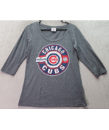 MLB Chicago Cubs Campus Lifestyle T Shirt Baseball Womens Large Gray Rou... - $20.32