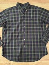 Ralph Lauren Men&#39;s Large Button Down Shirt Classic Fit Blue Green Plaid ... - $35.20